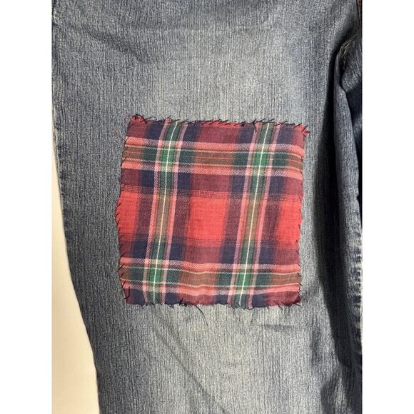 Avenue Blues Womens Wide Leg Jeans Size 24 Plaid Patchwork Fall Denim - Picture 6 of 10
